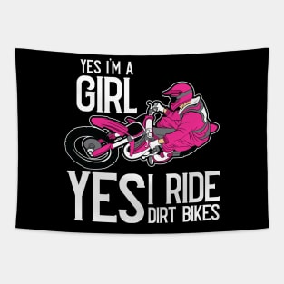 Yes I am A Girl Yes i Ride a Dirt Bike Rider Pink Motocross Tapestry