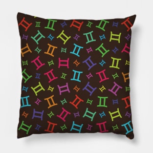 Pattern Gemini Zodiac Sign Horoscope Astrology Symbol Brown Pillow