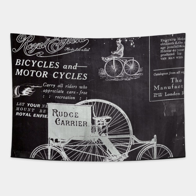 Dark Academia Steampunk old advertisement chalkboard paris vintage bike Tapestry by Tina