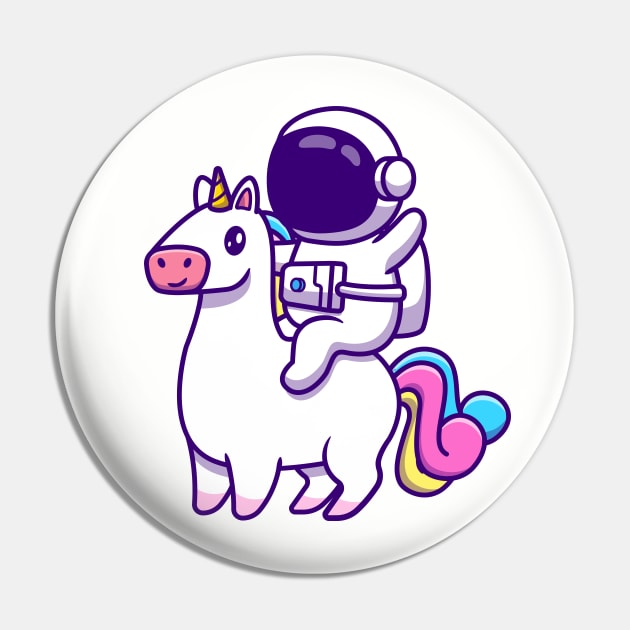 Cute Astronaut Riding Unicorn Horse Cartoon Pin by Catalyst Labs