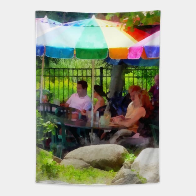 Cold Springs NY - Under the Colorful Umbrellas Tapestry by SusanSavad