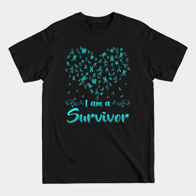 Discover Cervical Cancer Awareness Butterfly Survivor Heart - Cancer Awareness - T-Shirt