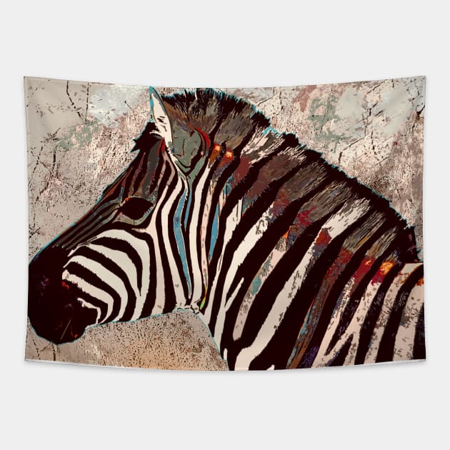 Zebra colourful Tapestry by Againstallodds68