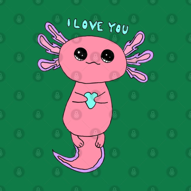 Pink Axolotl by Loose Tangent Arts