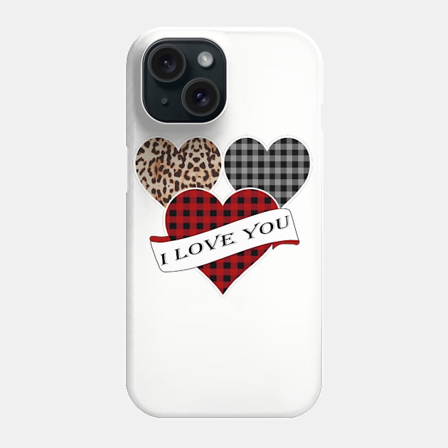 Women's Striped Plaid Printed Heart Valentine's Day Phone Case by Nicolas5red1