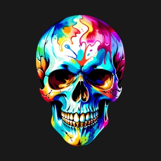 Colored Skull in Vibrant Style T-Shirt