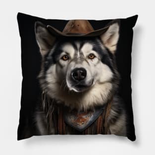 Cowboy Dog - Alaskan Malamute Pillow