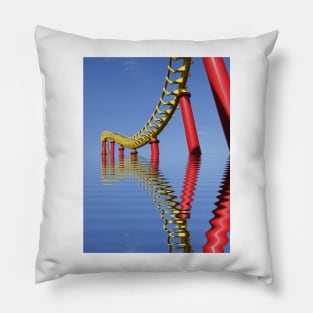 vivid red roller coaster on clear cloudless blue sky background Pillow