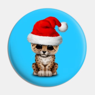 Cute Leopard Cub Wearing a Santa Hat Pin