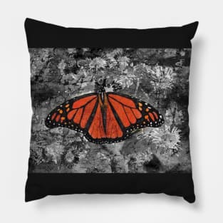 Monarch Butterfly in Selective Color from Watercolor Batik Pillow