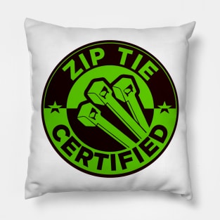 Zip Tie Certified Mechanic Sticker, Funny Technician Mechanic Electrician Construction Pillow