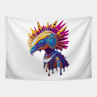 Alien Bird - Ancient Alien with Helmet with Spikes. Tapestry