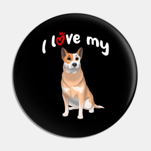 I Love My Red Australian Cattle Dog Pin