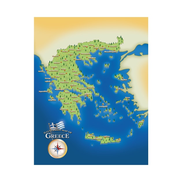 Illustrated Map Of Greece by nickemporium1