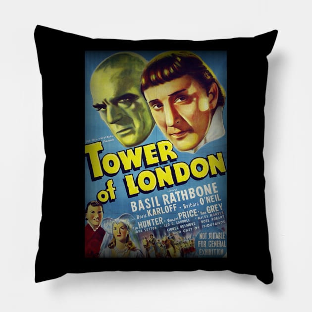 Tower Of London - 1939 Film Release Promotional Poster. Pillow by OriginalDarkPoetry