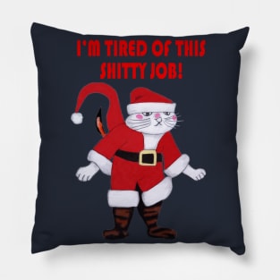 Meowy Catmas Cat Santa Pillow