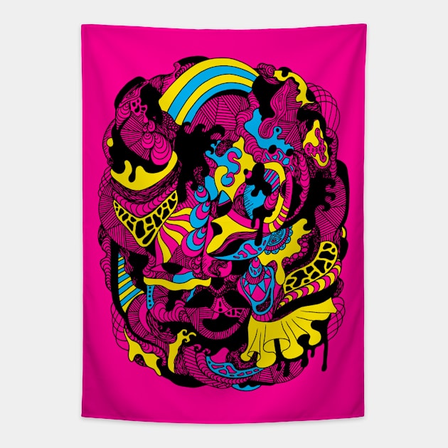 CMYK Abstract Wave of Thoughts No 2 Tapestry by kenallouis