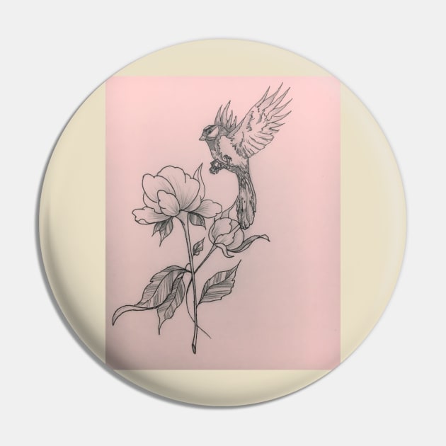 Bird and flower Pin by Vadim2801