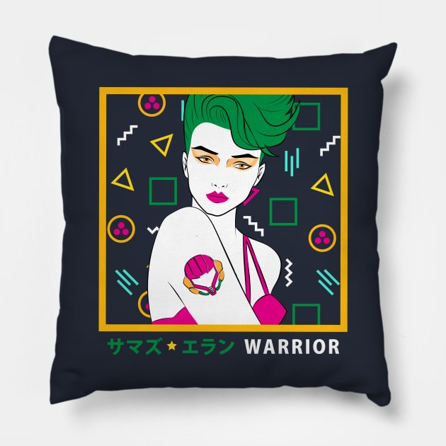 Female Space Warrior Pillow by machmigo