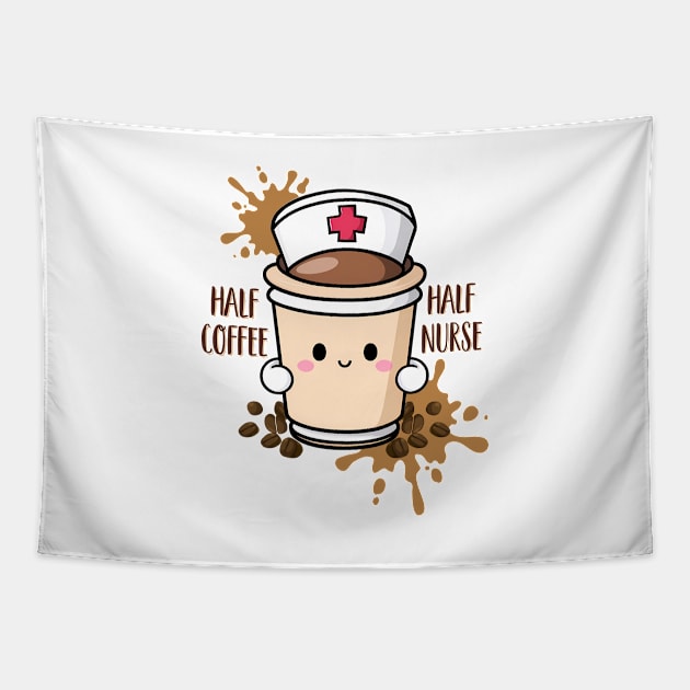 Half coffee half nurse Tapestry by Furpo Design