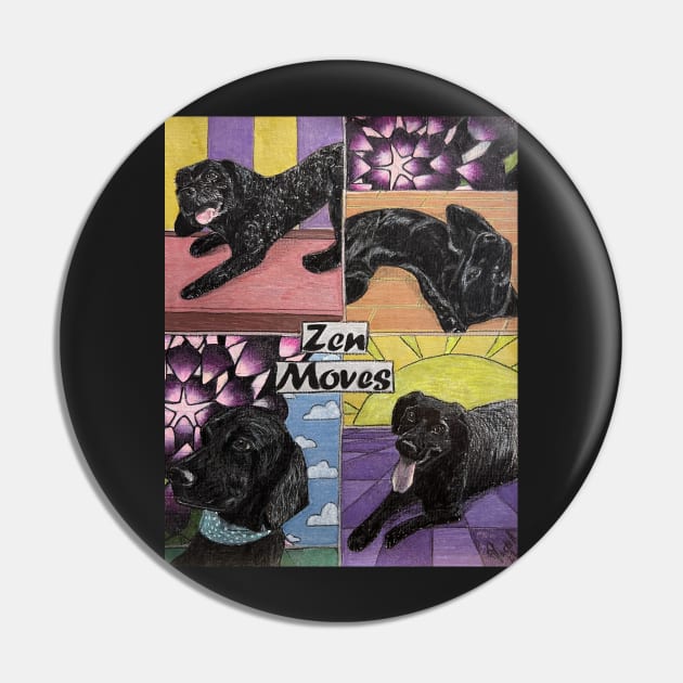 Zen Moves Yoga Dog Pin by Artladyjen