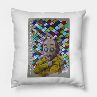 Half Man Half Duck | DuckMan Yellow Raincoat Goblin | Lowbrow Pop Surreal Art | Horror Masterpiece | Original Oil Painting By Tyler Tilley (tiger picasso) Pillow