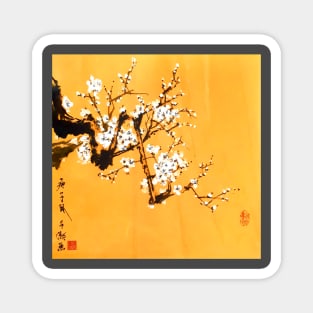 White Plum Blossom Magnet