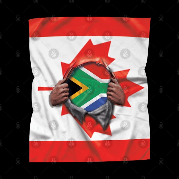 South Africa Flag Canadian Flag Ripped - Gift for South African From South Africa by Country Flags