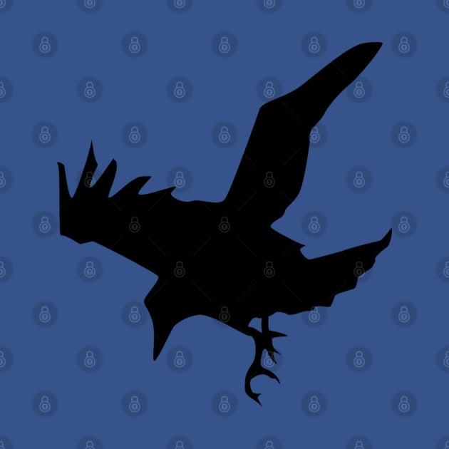 Minimalist Raven or Crow In Flight Silhouette by taiche