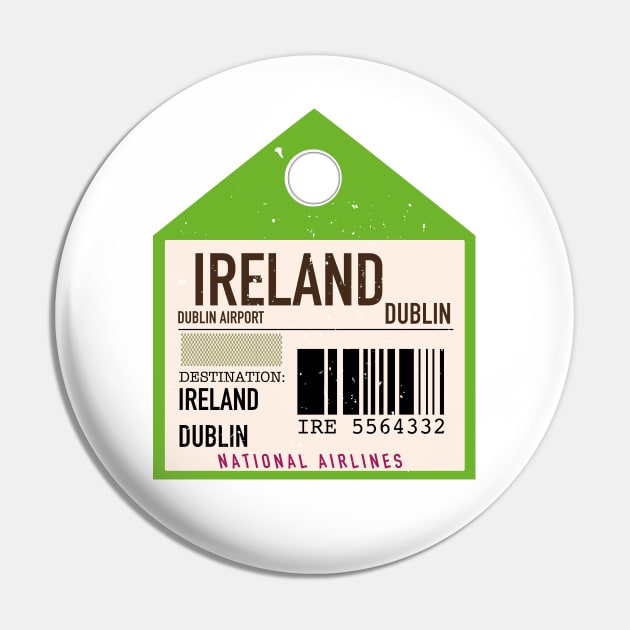 Ireland Dublin vintage style plane ticket Pin by nickemporium1