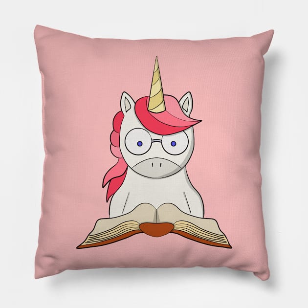 Unicorn reading a book Pillow by DiegoCarvalho