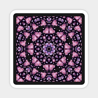 Crystal Hearts and Flowers Valentines Kaleidoscope pattern (Seamless) 20 Magnet