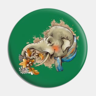 elephant holding floral branch Pin