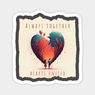 Always together, hearts united Magnet