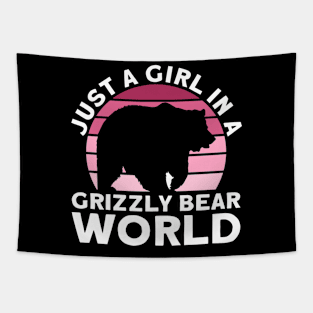 Just A Girl In A Grizzly Bear World - Grizzly Bear Tapestry