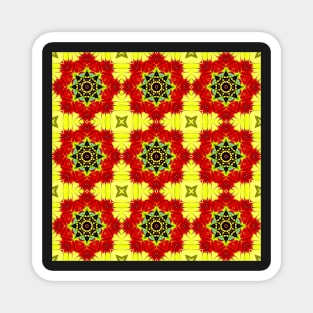 Red Yellow Chrysanthemum Pattern Number 24 Magnet