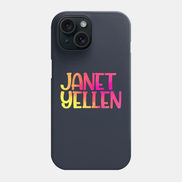 Janet Yellen colorful watercolor Phone Case by BadrooGraphics Store