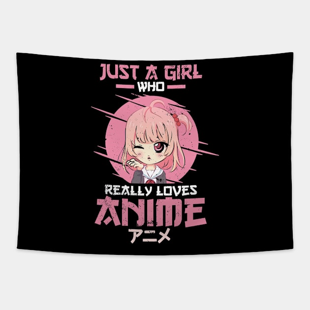 Just A Girl Who Really Loves Anime Chibi Girl Tapestry by wbdesignz