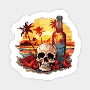 Skull and Empty Bottle - Summer Paradise (Black Lettering) Magnet