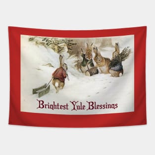 Yule Greetings Rabbits - Beatrix Potter Tapestry