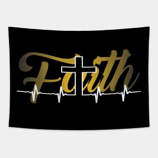 Faith In God Heartbeat T-shirt - Gift For Christians Tapestry