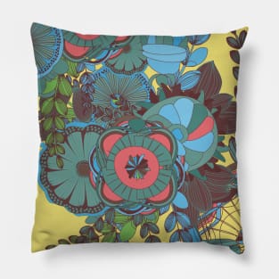 Abstract Floral Neck Gator Yellow and Blue Floral Abstract Pillow