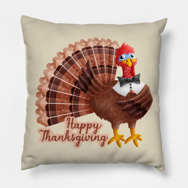 Happy Thanksgiving(turkey) Pillow by CleanRain3675