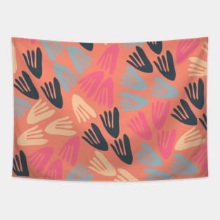 Lively Cutout Pattern in Steel Blue, Hot Pink, and Apricot Coral Tapestry