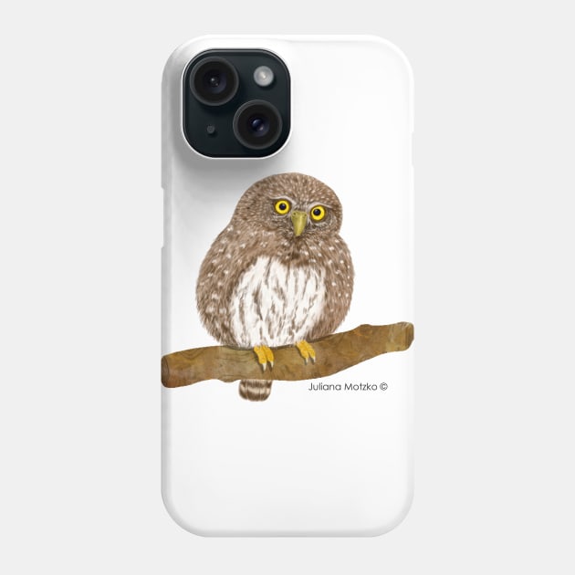 Northern Pygmy Owl Realistic Illustration Phone Case by julianamotzko