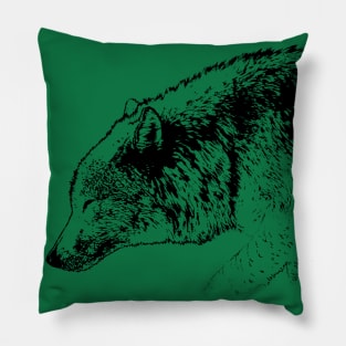 Timber wolf, simply black Pillow