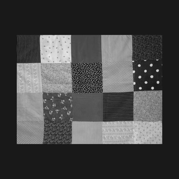 fabric squares of black and white patchwork by pollywolly