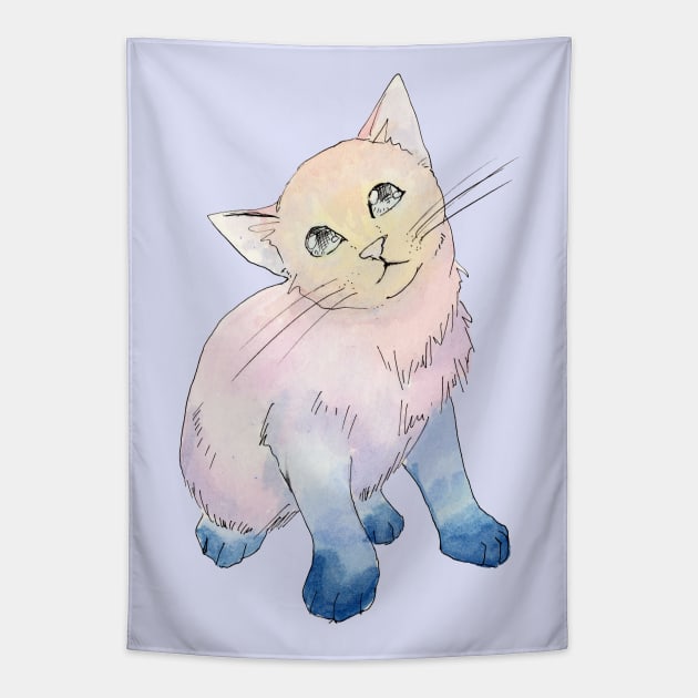 Twilight Kitten Tapestry by Aqutalion