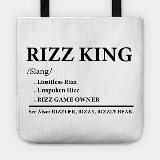 W Rizz The Rizz King Funny Meme Quote Tote