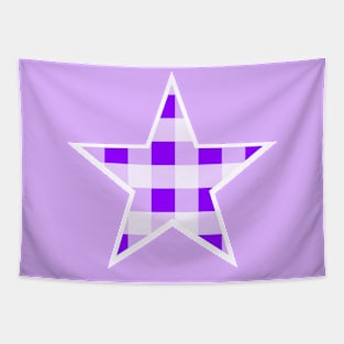 Purple and White Buffalo Plaid Star Tapestry